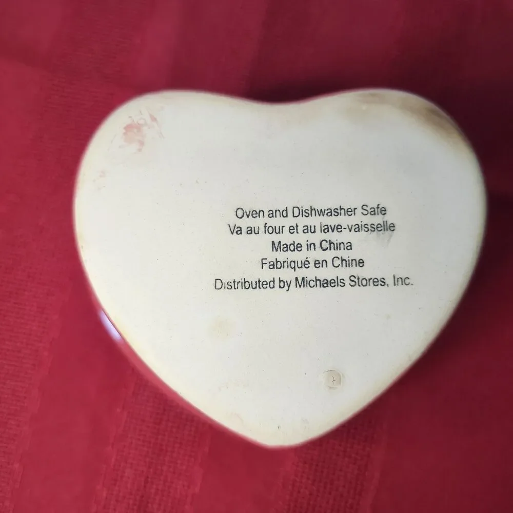 Red Ceramic Heart Ramekin Michaels Celebration 4.5